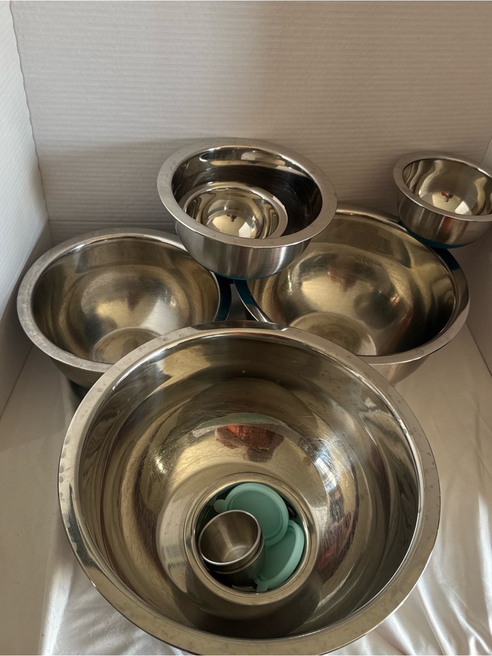 Stainless Steel Mixing Bowl Set - Silver Kitchen Prep Bowls